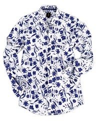 Fiore Long Sleeve Print Shirt (Navy)