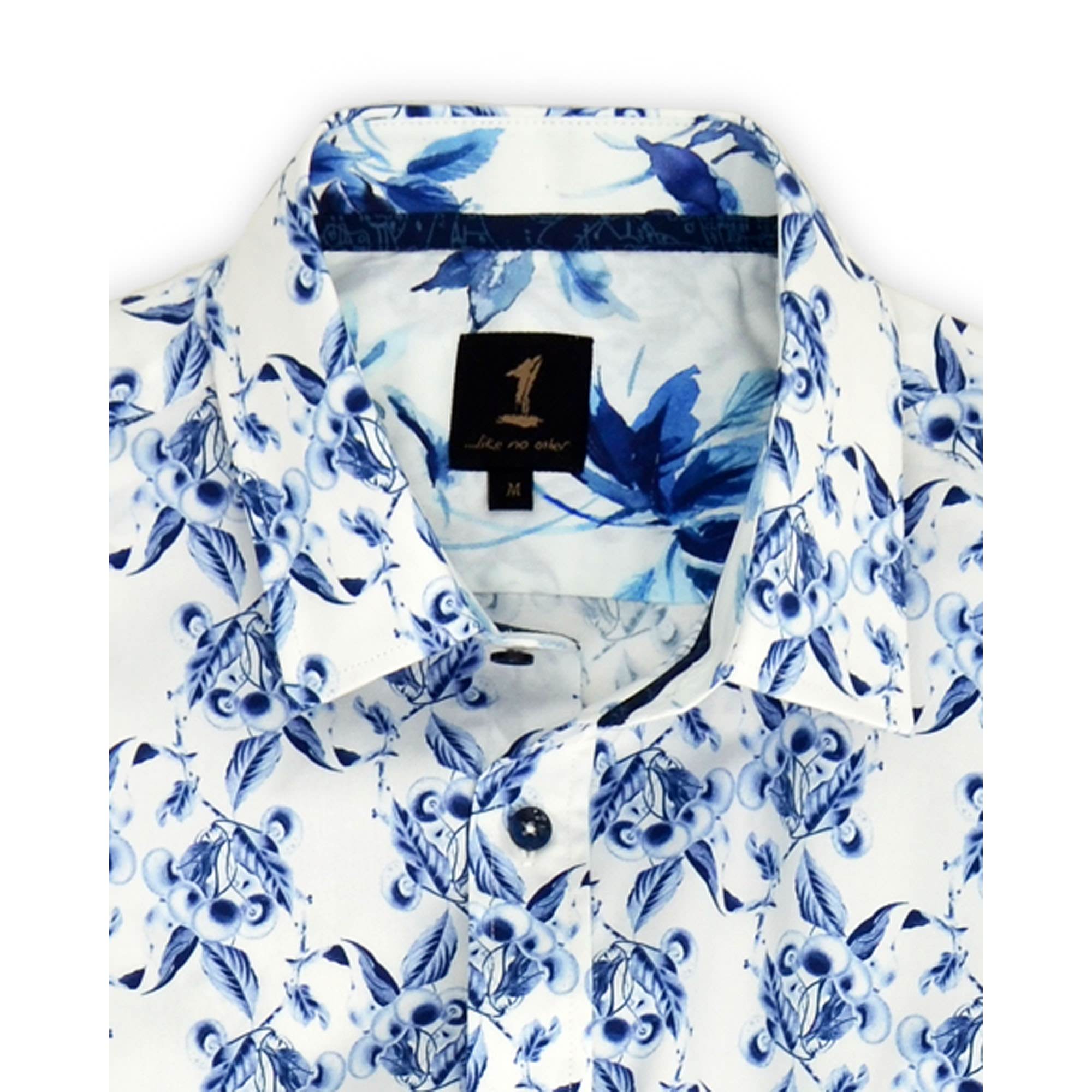 Uva Half Sleeve Print Shirt Blue & White | 1 Like No Other